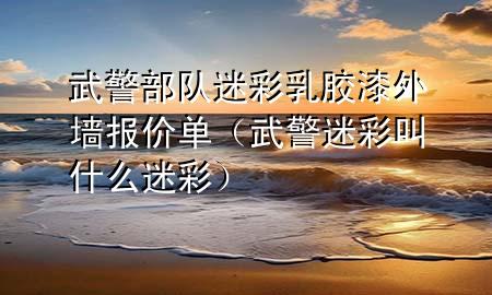 武警部隊迷彩乳膠漆外墻報價單（武警迷彩叫什么迷彩）