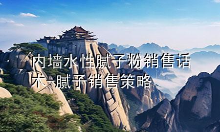 內(nèi)墻水性膩?zhàn)臃垆N售話術(shù)-膩?zhàn)愉N售策略