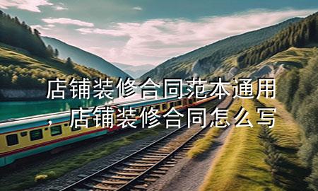 店鋪裝修合同范本通用，店鋪裝修合同怎么寫